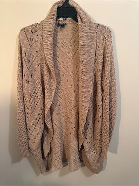 torrid taupe open-front pointelle shawl collar cardigan